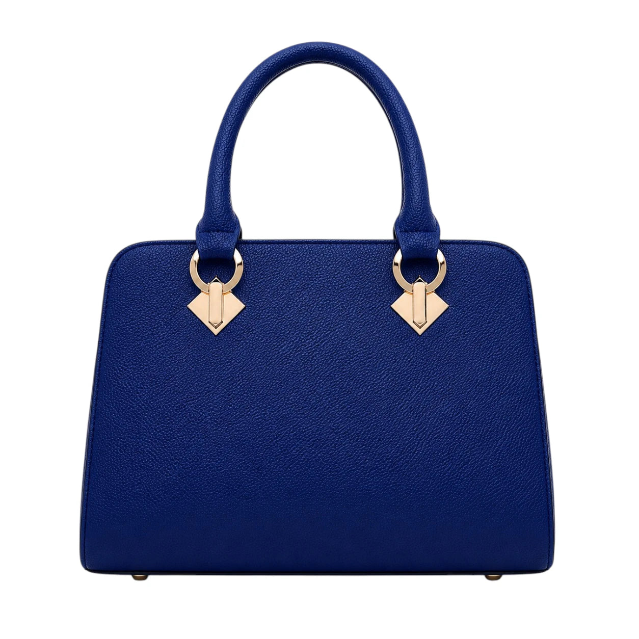 Zanti Blue Leather Handbag With Decorative Floral Charm