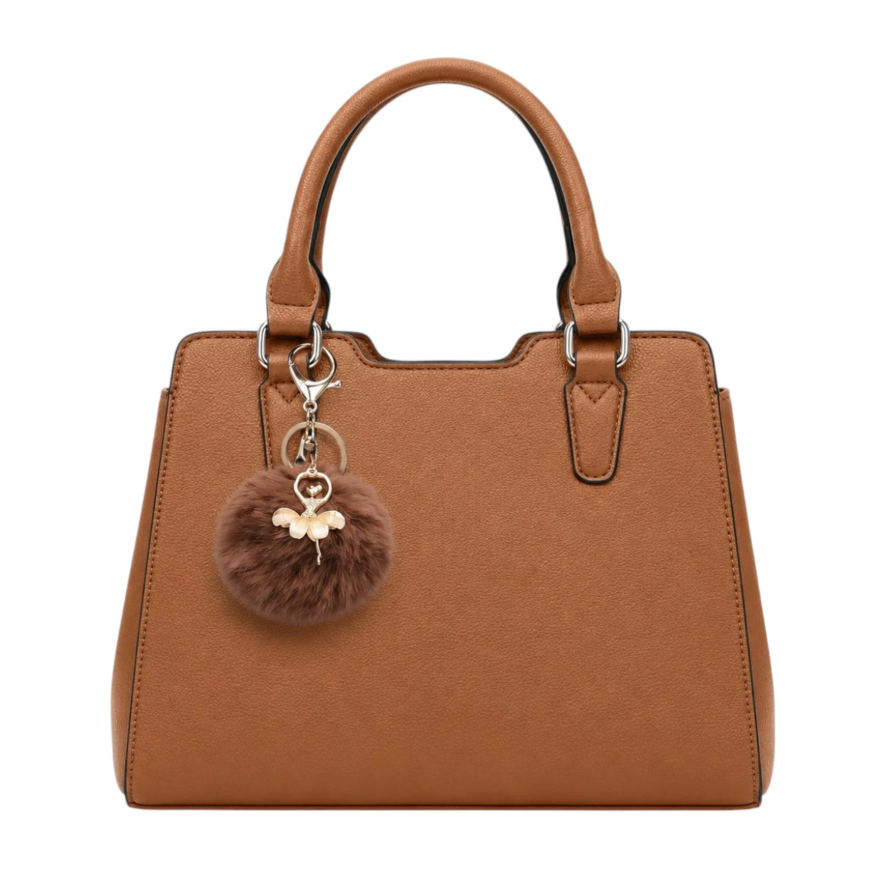 Zanti Brown Leather Handbag With Structured Storage Layout