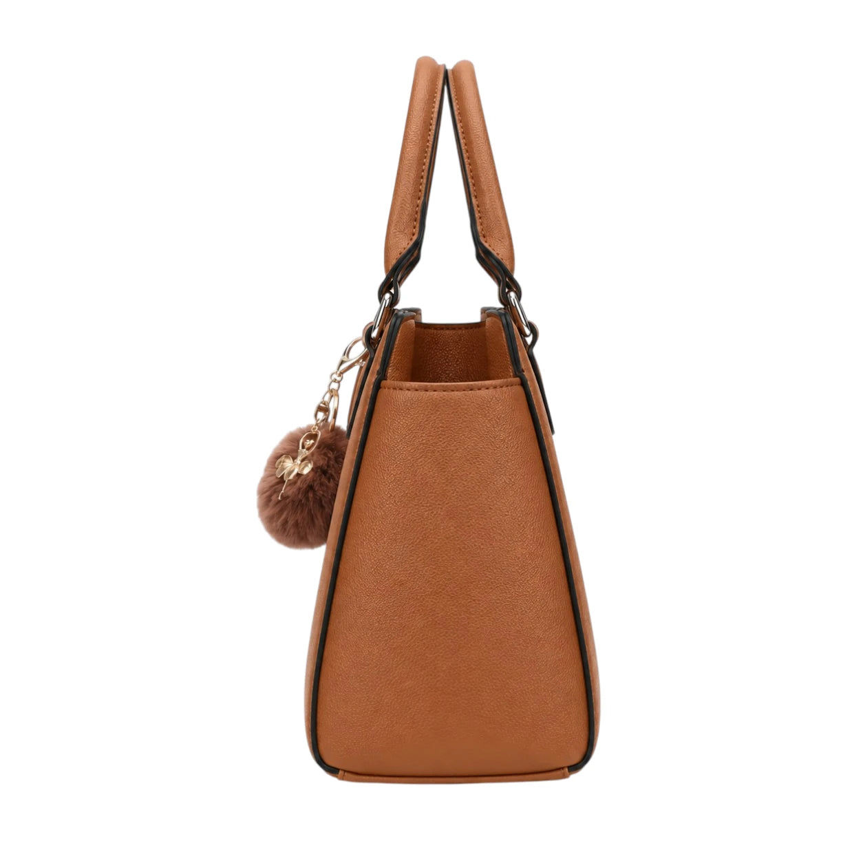 Zanti Brown Leather Handbag With Structured Storage Layout