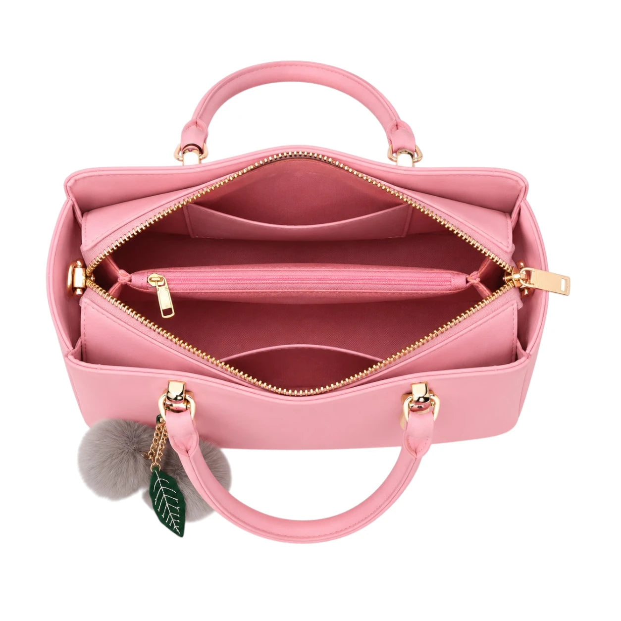 Zanti Pink Leather Handbag With Elegant Carry Structure