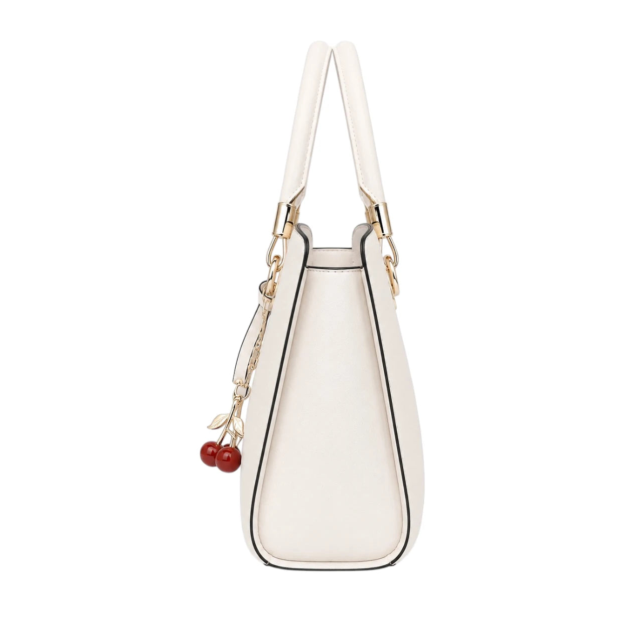 Zanti White Leather Handbag With Cherry Charm Detail